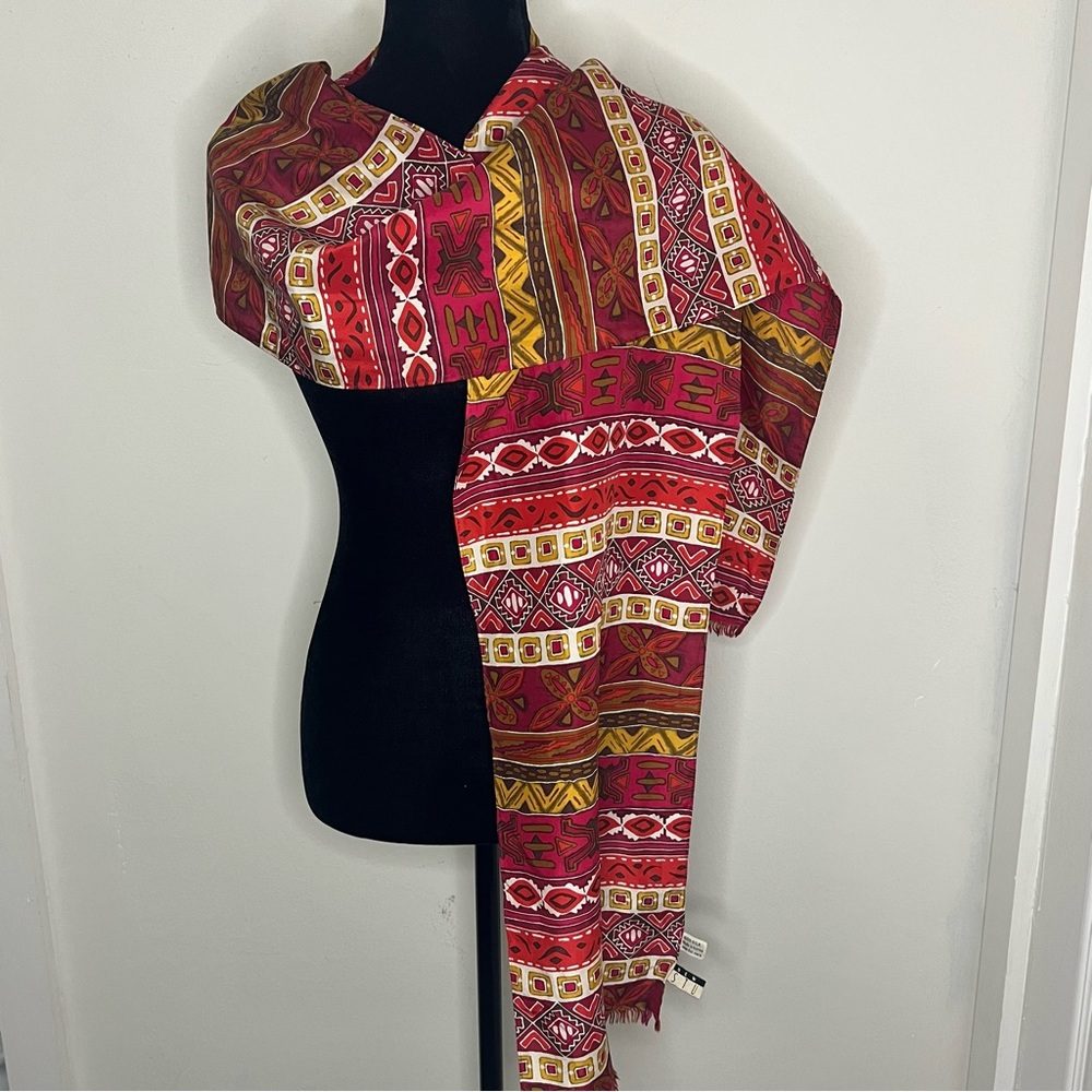 Vintage New York Studio 100% Silk Abstract Print Scarf 84”